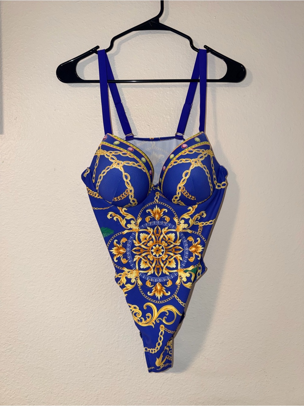 Women’s Royal Blue & Gold Versace style One-Piece Swimsuit